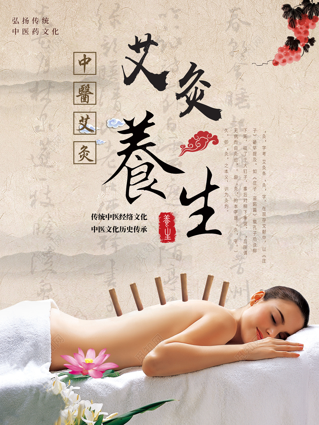 中国风中医养生艾灸海报