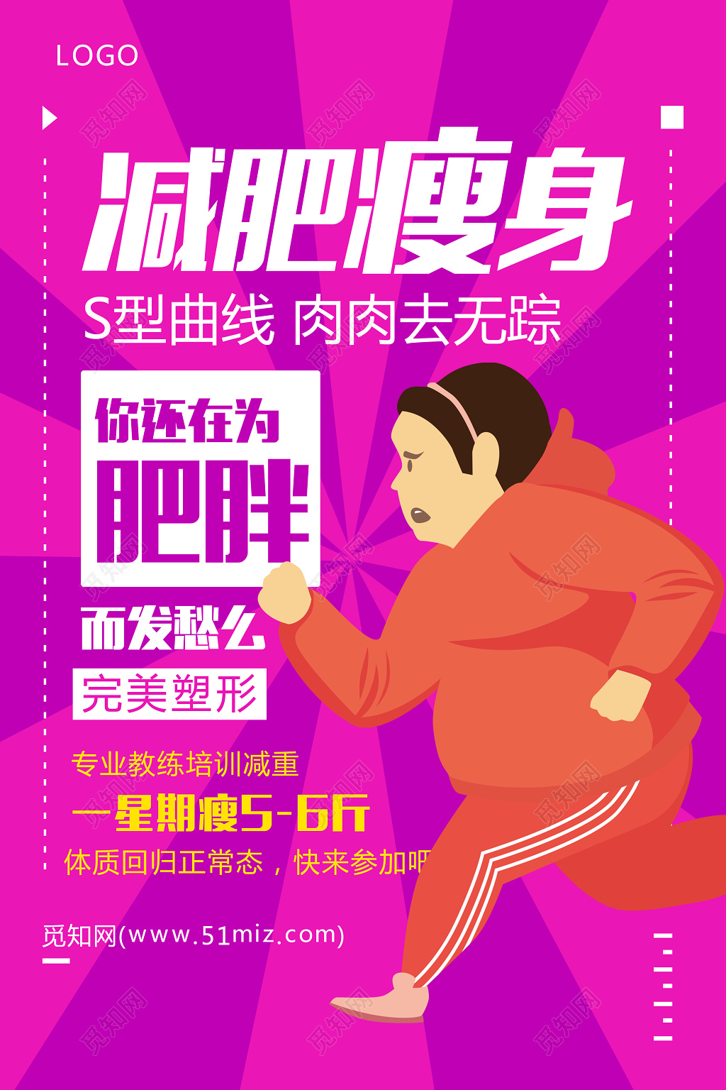 肉肉去无踪减肥瘦身宣传海报