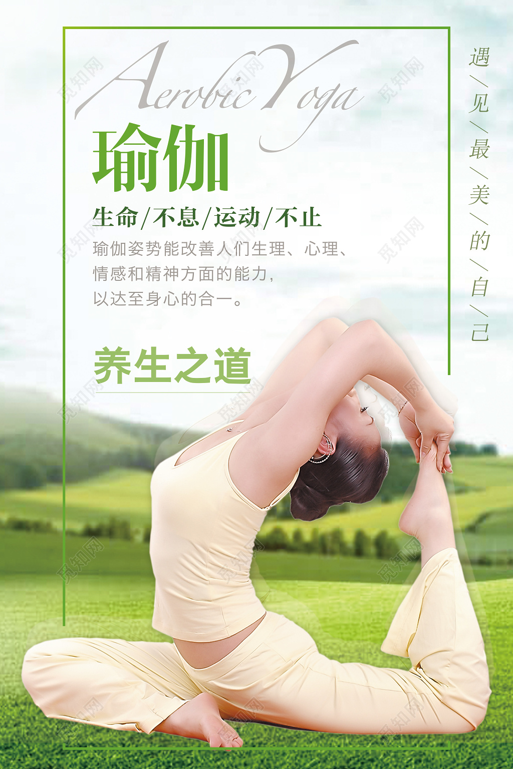 运动健身瑜伽海报养生之道海报