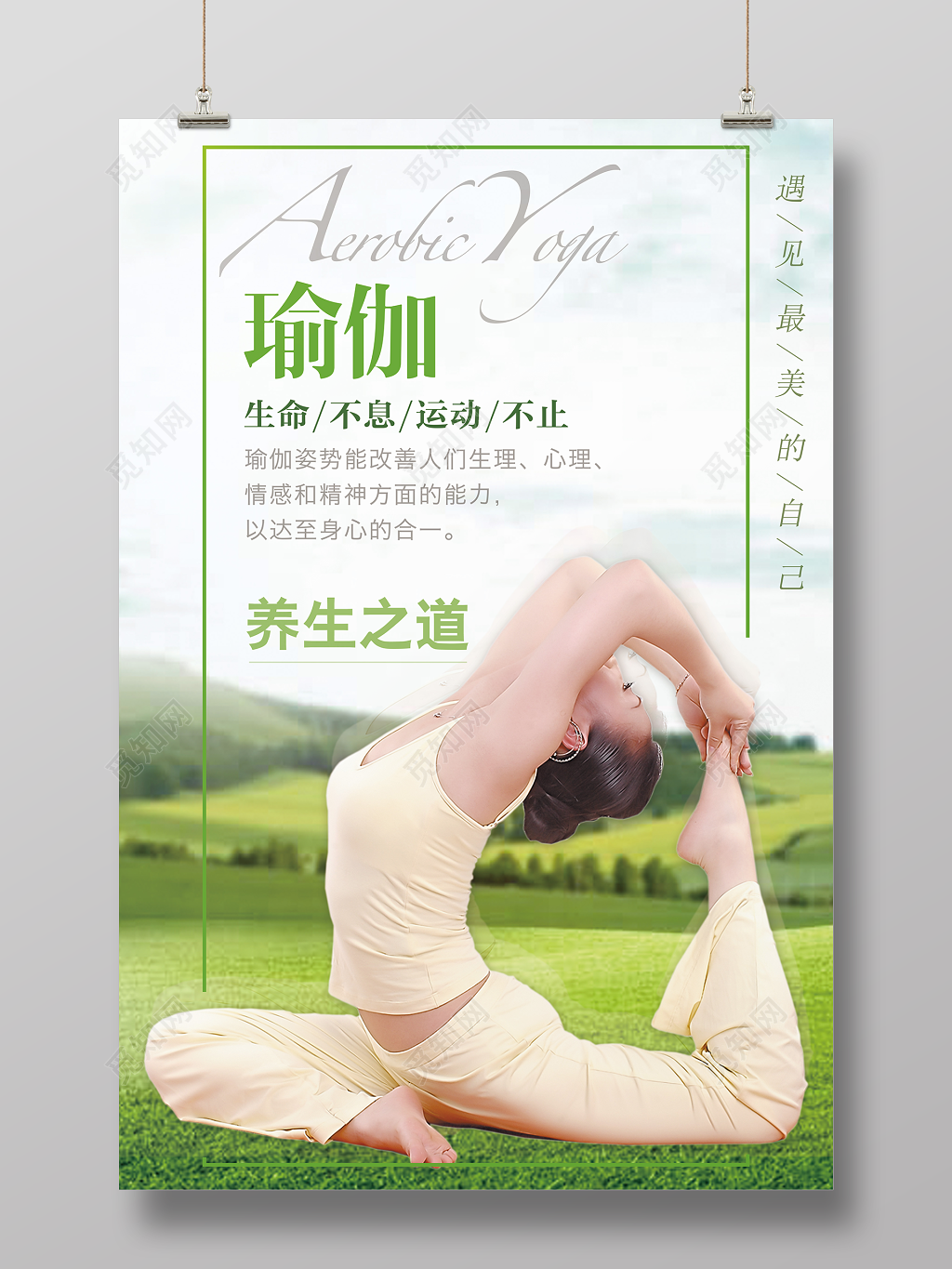 运动健身瑜伽海报养生之道海报