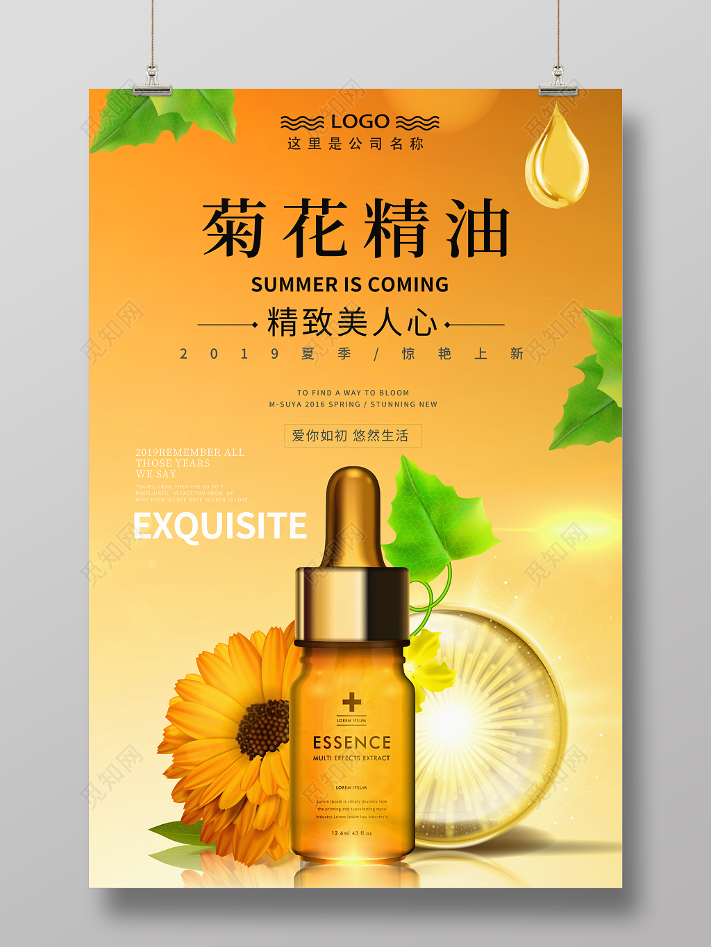 菊花护肤精油护肤产品海报