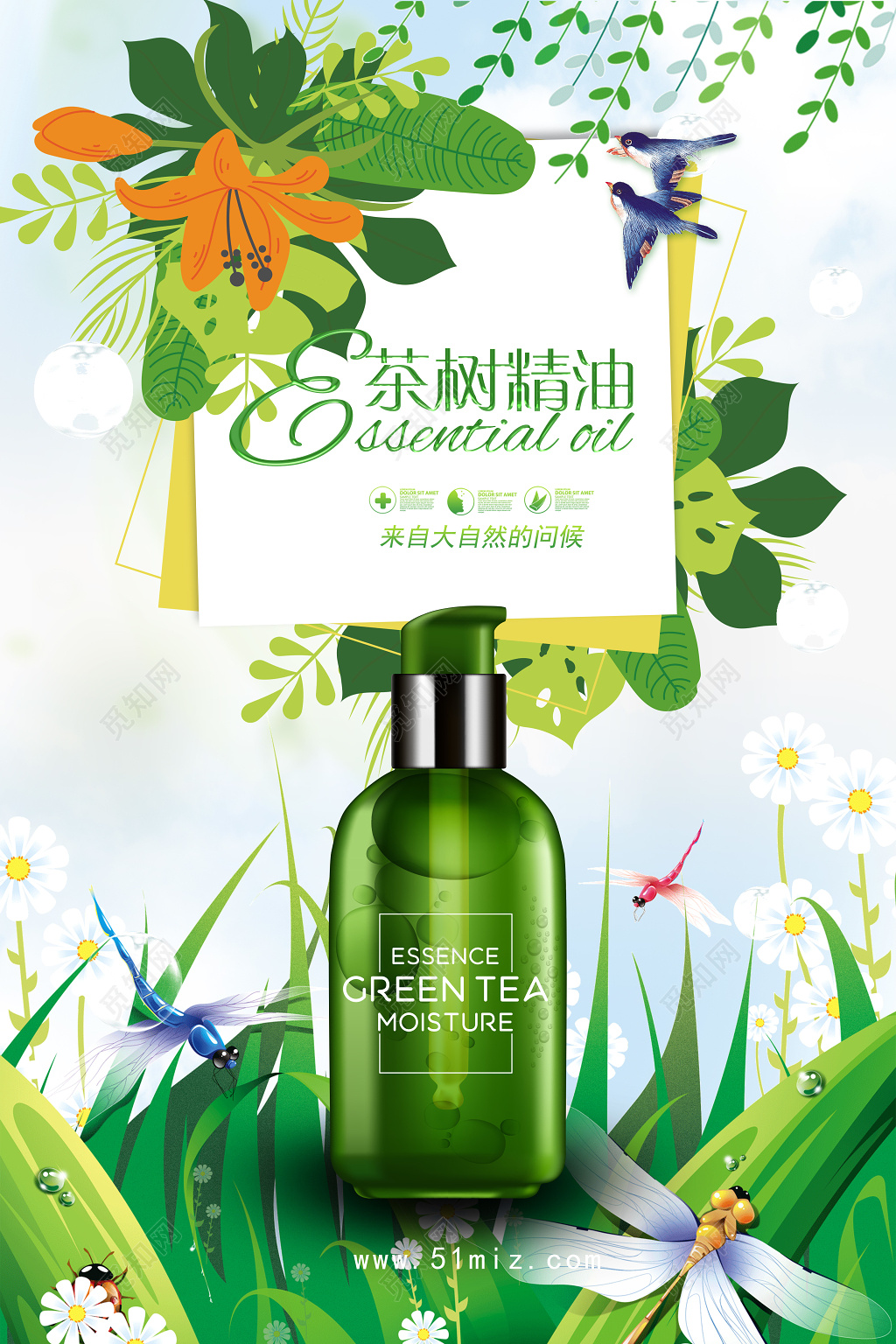 茶树精油产品护肤品海报设计 