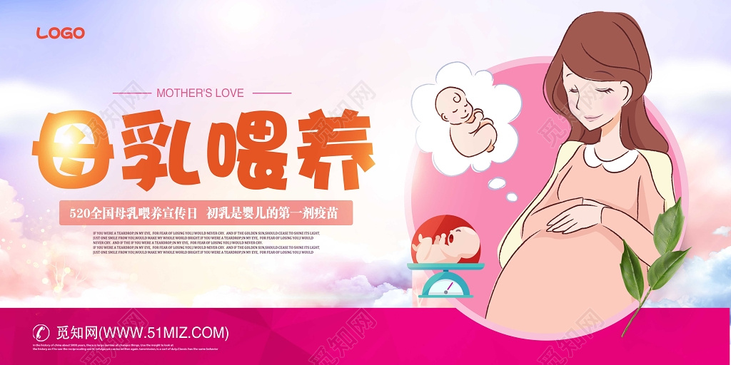 2019创意简约风母乳喂养日宣传展板
