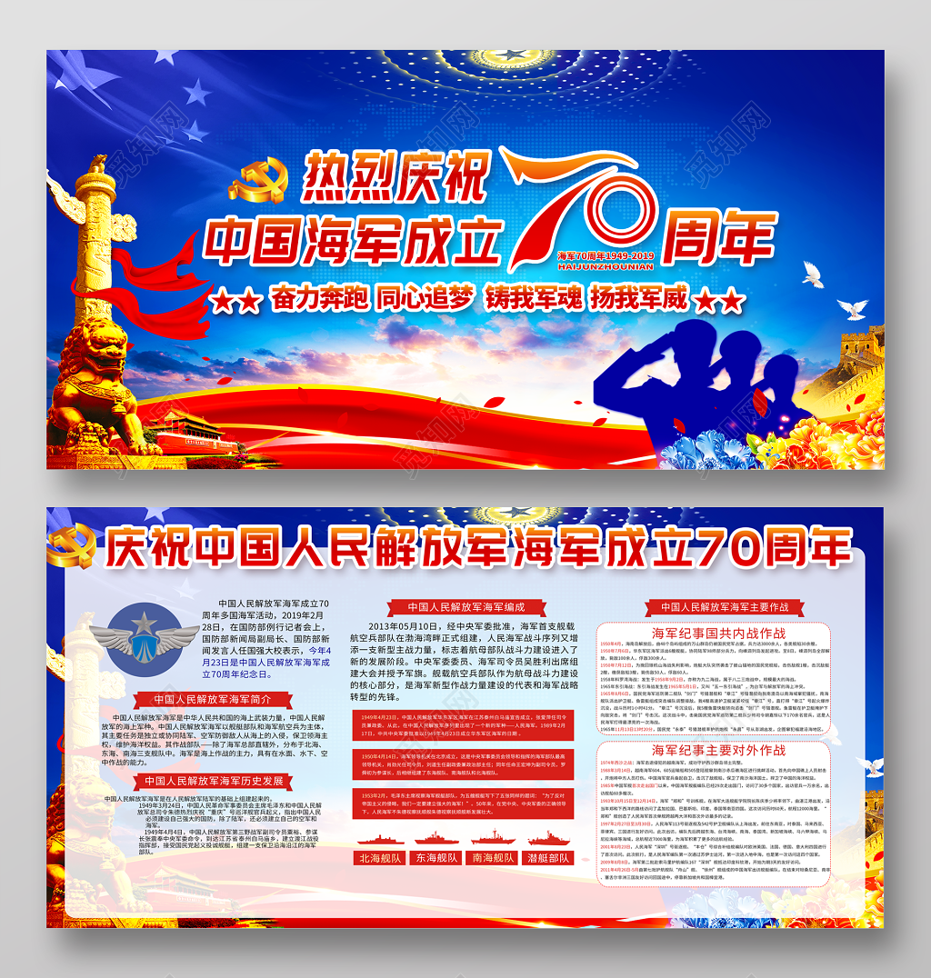 庆祝中国海军成立党建党课展板