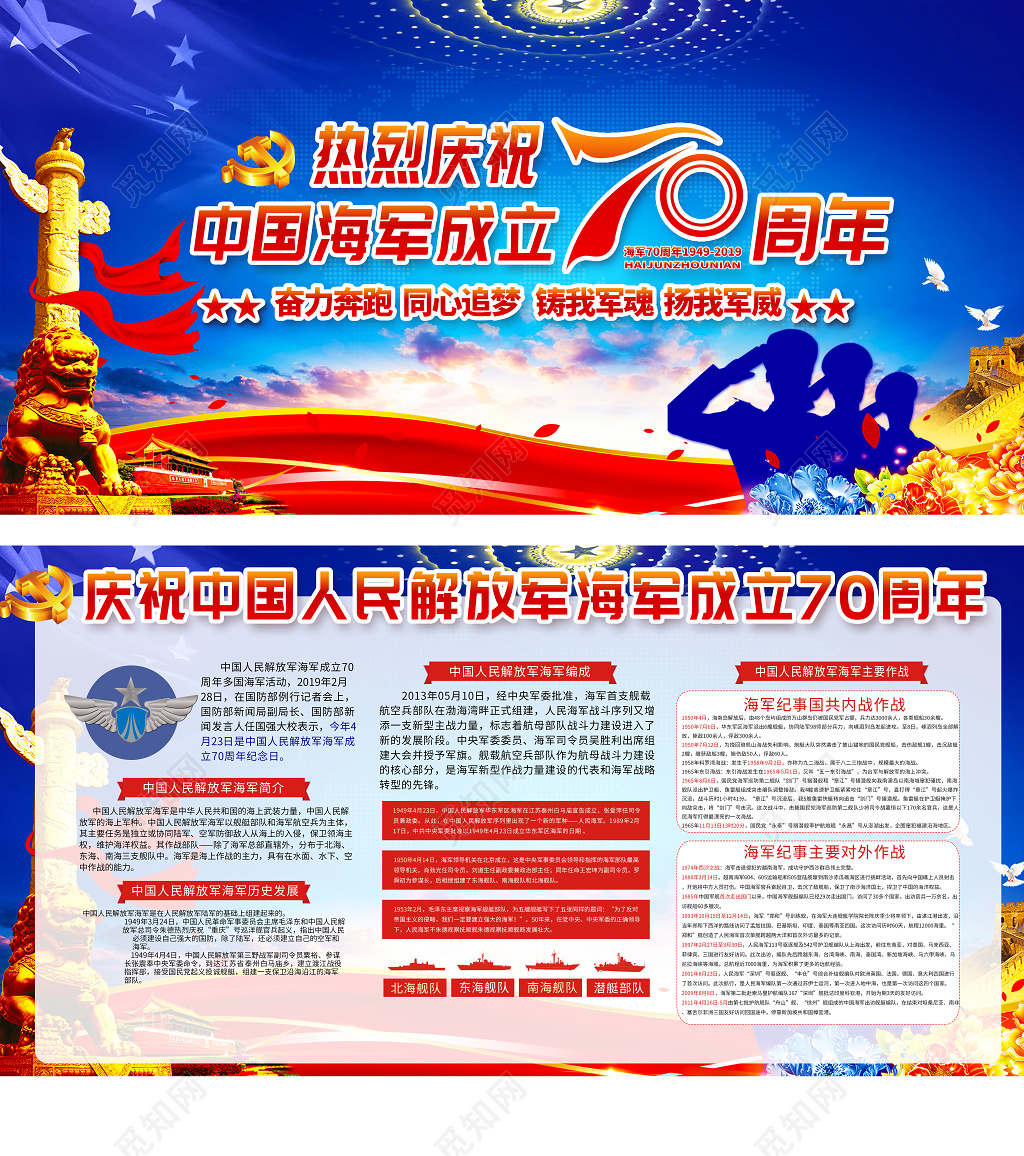 庆祝中国海军成立党建党课展板