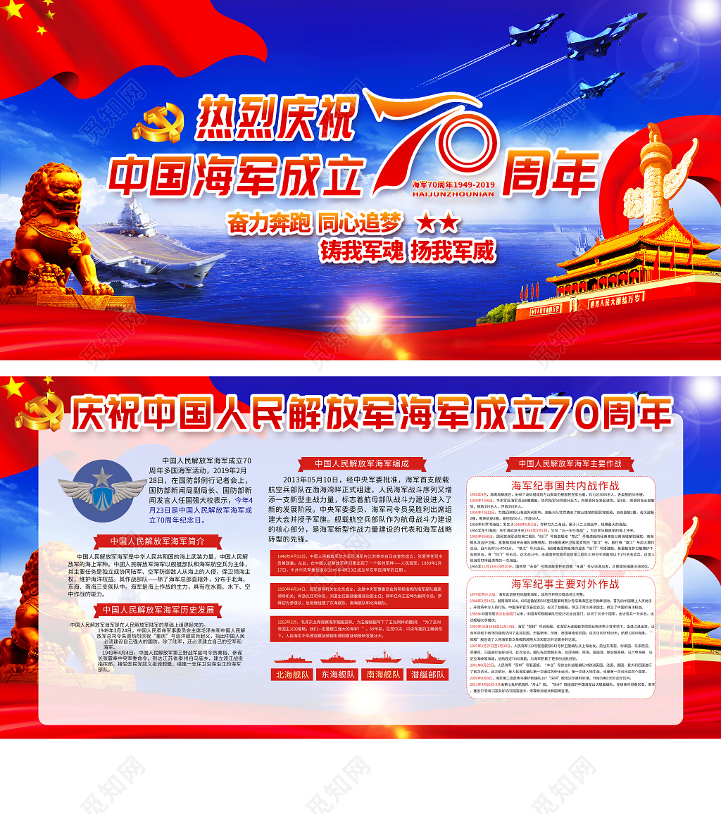 奋力奔跑同心追梦庆祝中国海军党建党课展板