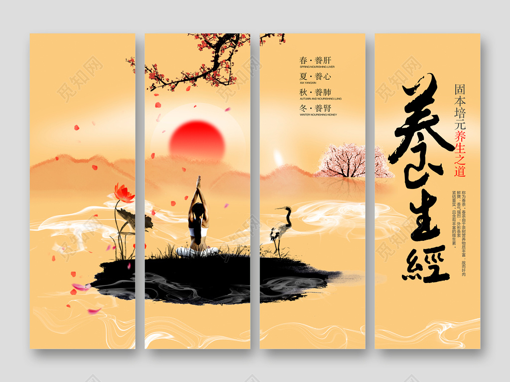 中国风中医养生养生经中医四季养生文化展板