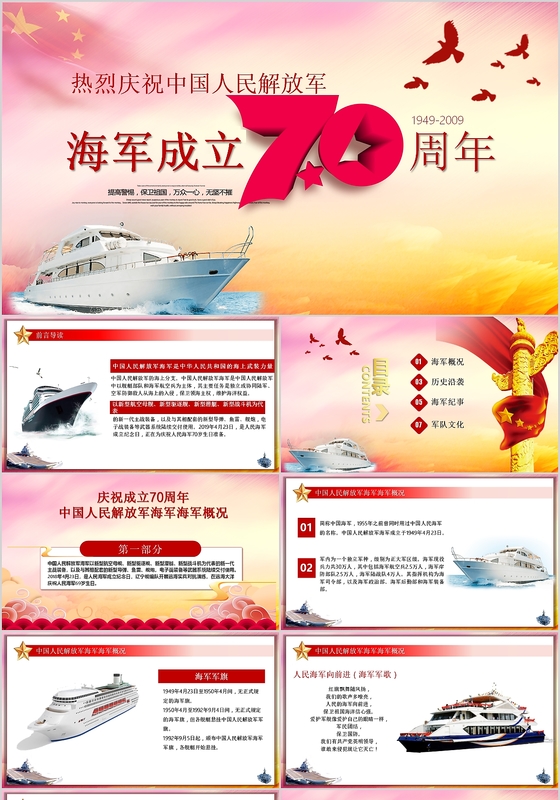 中国人民解放军海军成立ppt党政党课党建