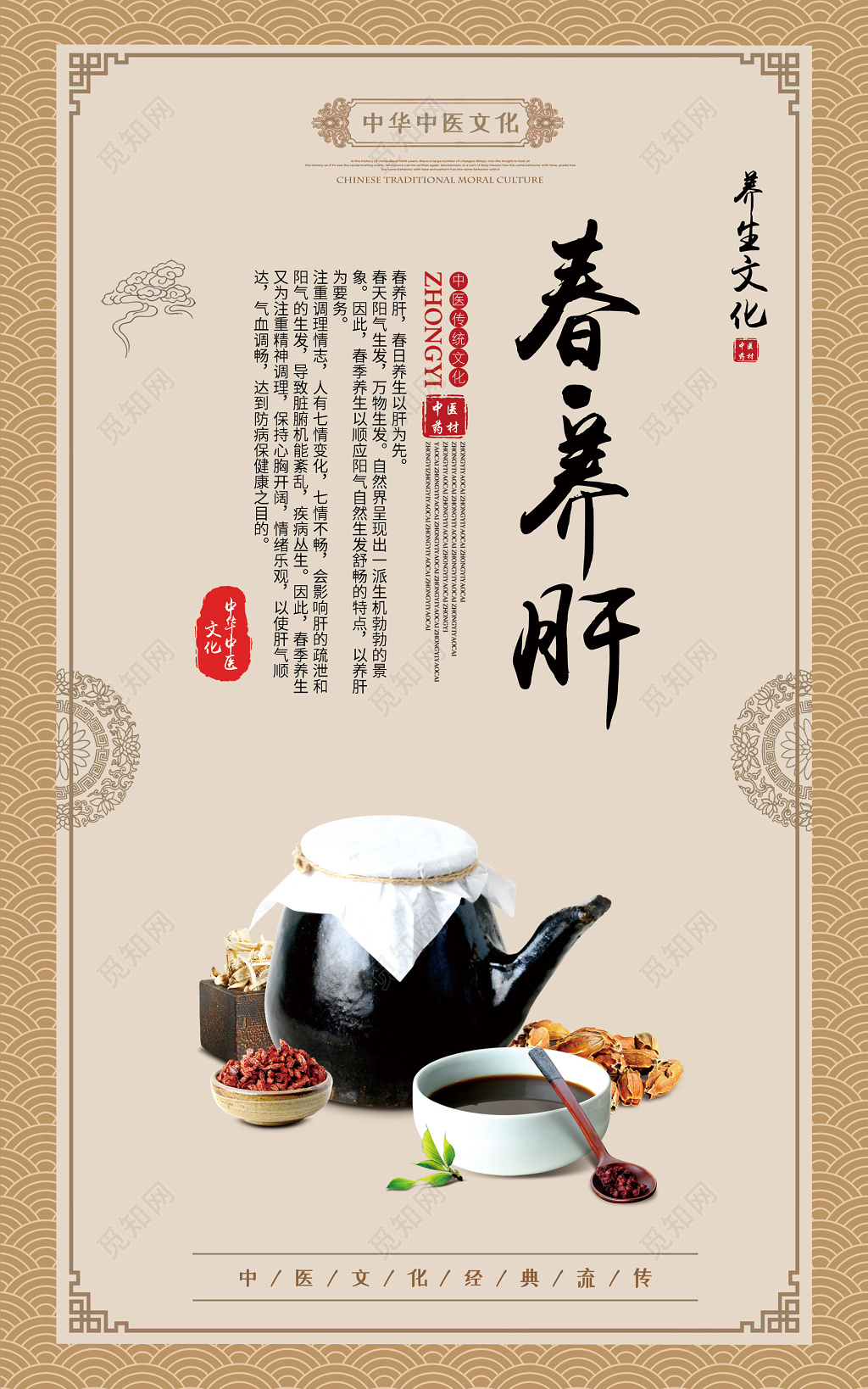 中医传统养生文化四季养生春养肝夏养心秋养肺冬养肾大医精诚挂画