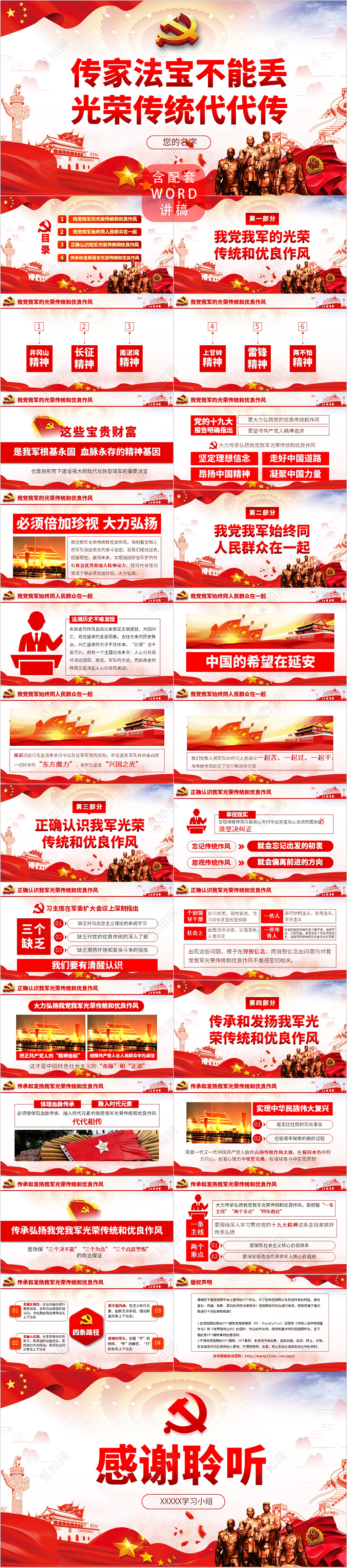 红色党课传家法宝不能丢光荣传统代代传党政党课PPT