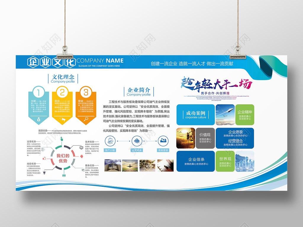 企业展板企业文化公司文化励志宣传标语展板