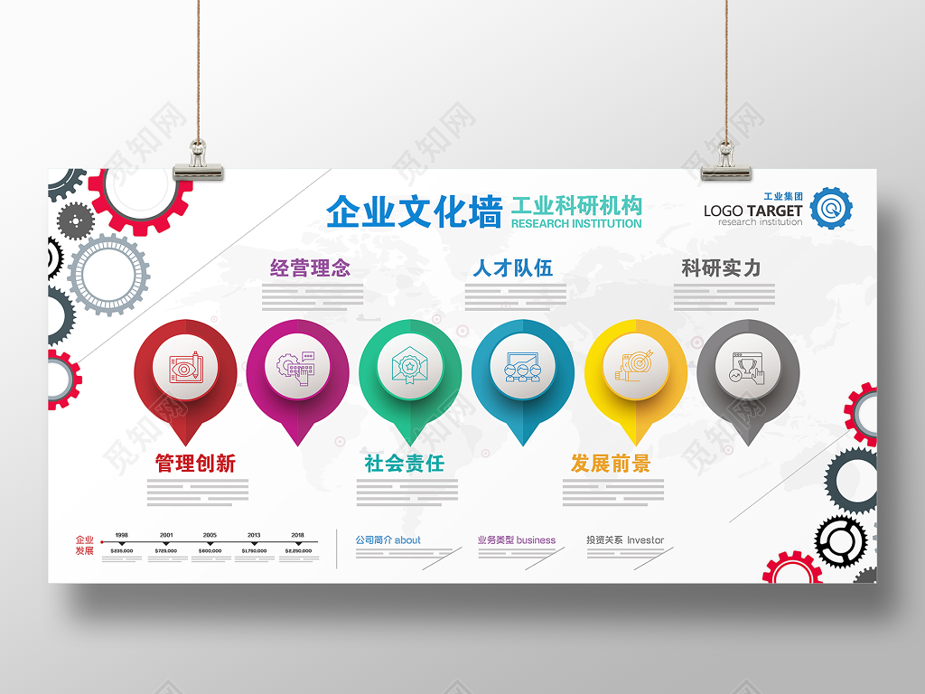 企业文化墙模板清新简约企业文化公司文化励志宣传标语海报展板设计