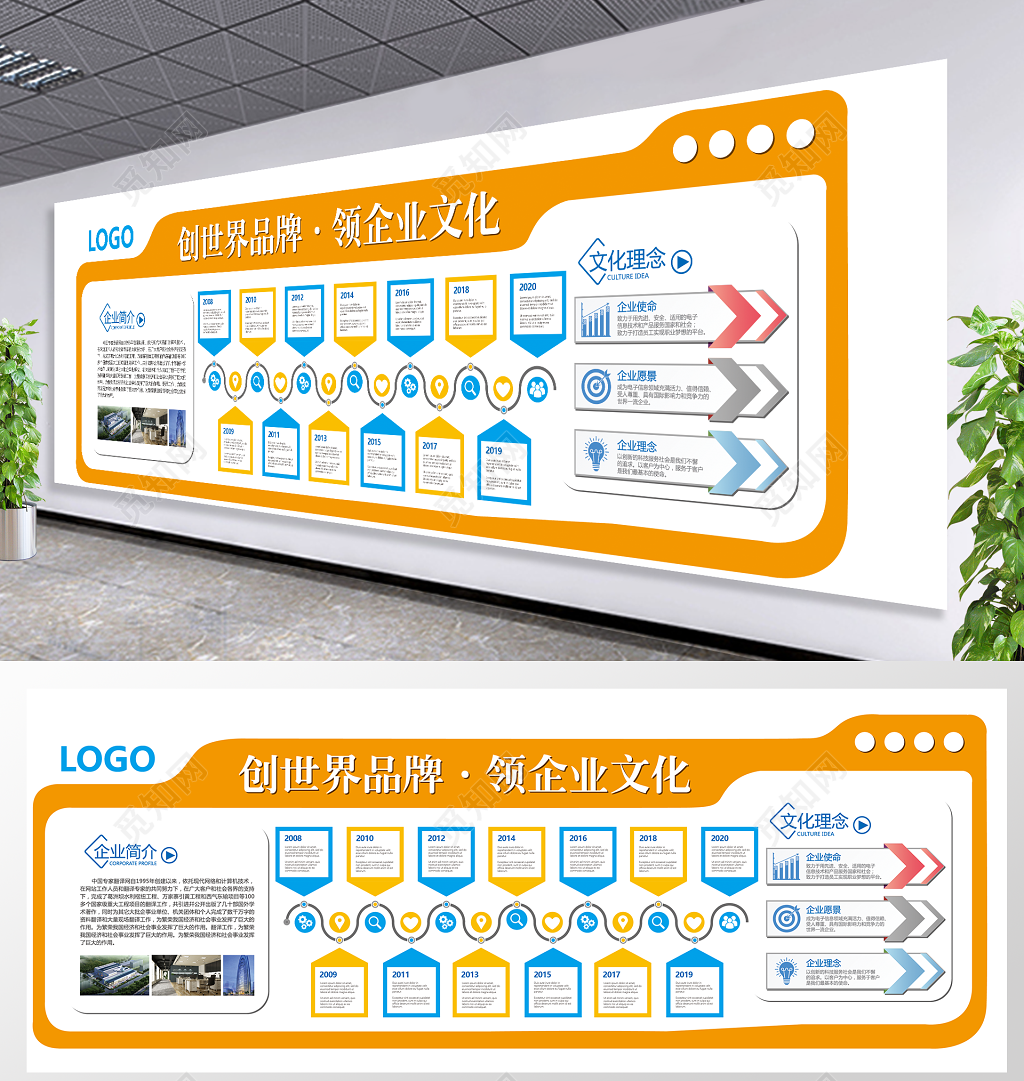 企业文化墙模板企业文化公司文化创世界品牌企业文化墙