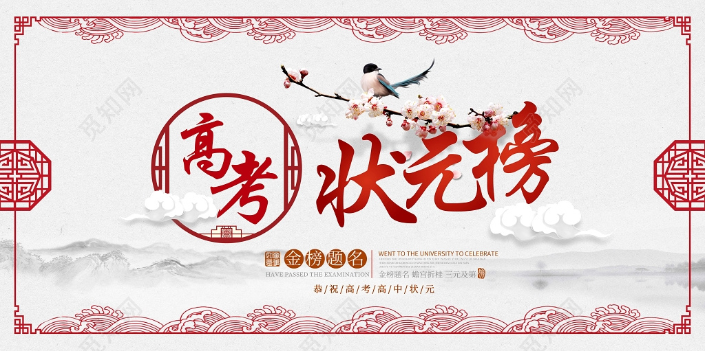 创意中国风喜鹊高考状元榜海报展板