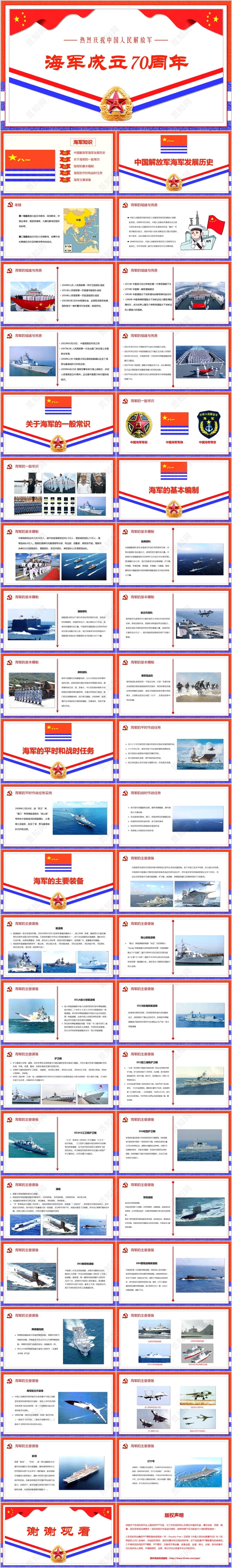 原创红蓝白海军军旗主题背景庆祝海军成立中国海军PPT
