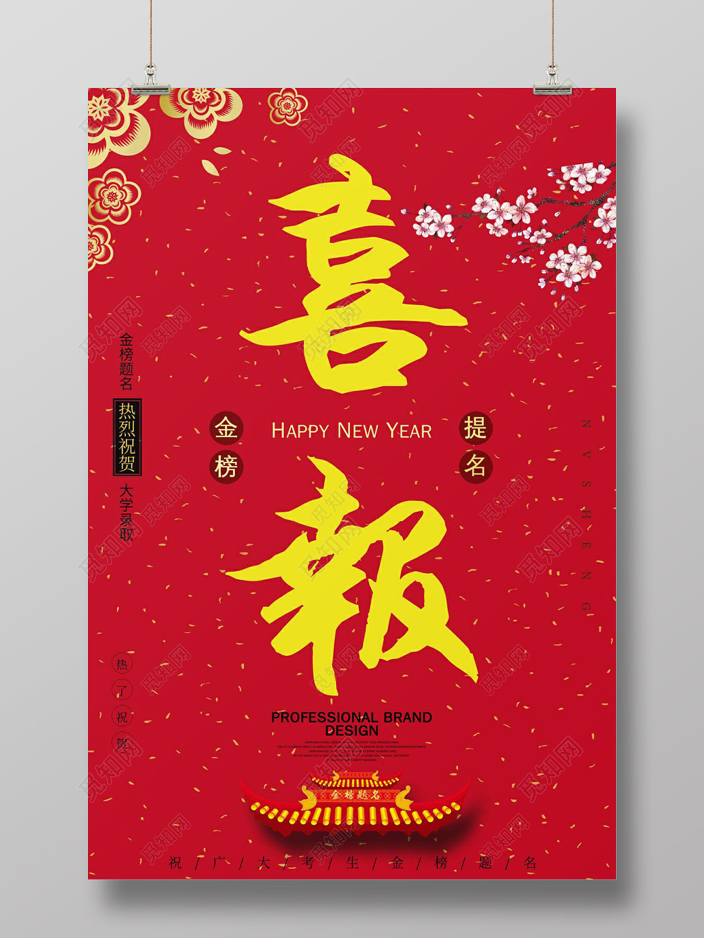 高考喜报金榜题名红色背景