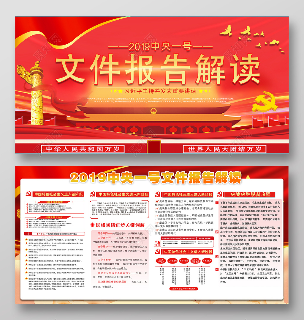 党十九大精神宣传海报挂图党建党政党课展板