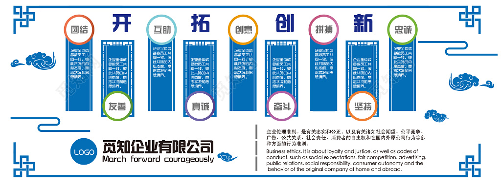 企业文化墙模板企业公司文化墙开拓创新公司精神产品宣传墙