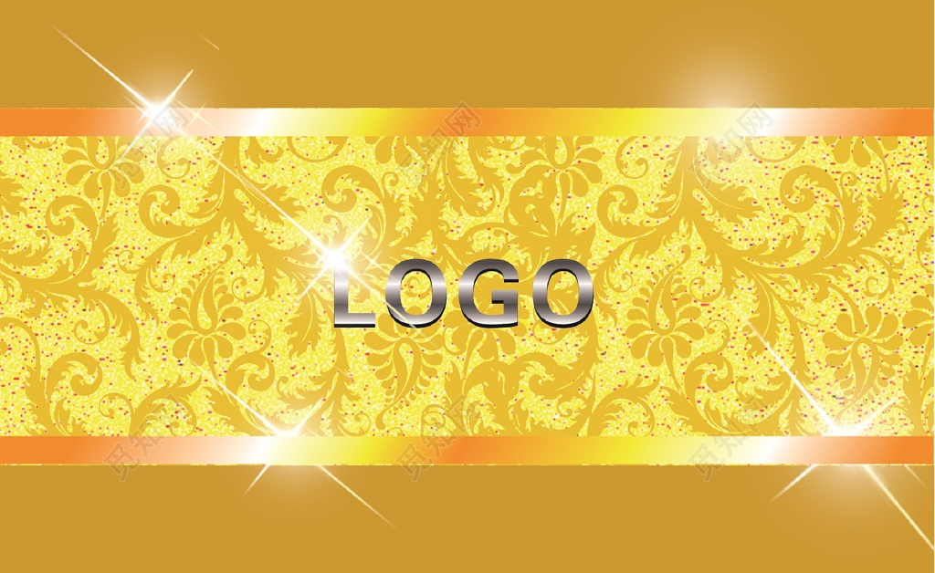 黄色华丽花纹珠光名片