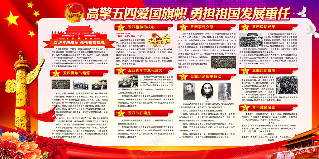 大气五四青年节团委共青团展板海报活动背景