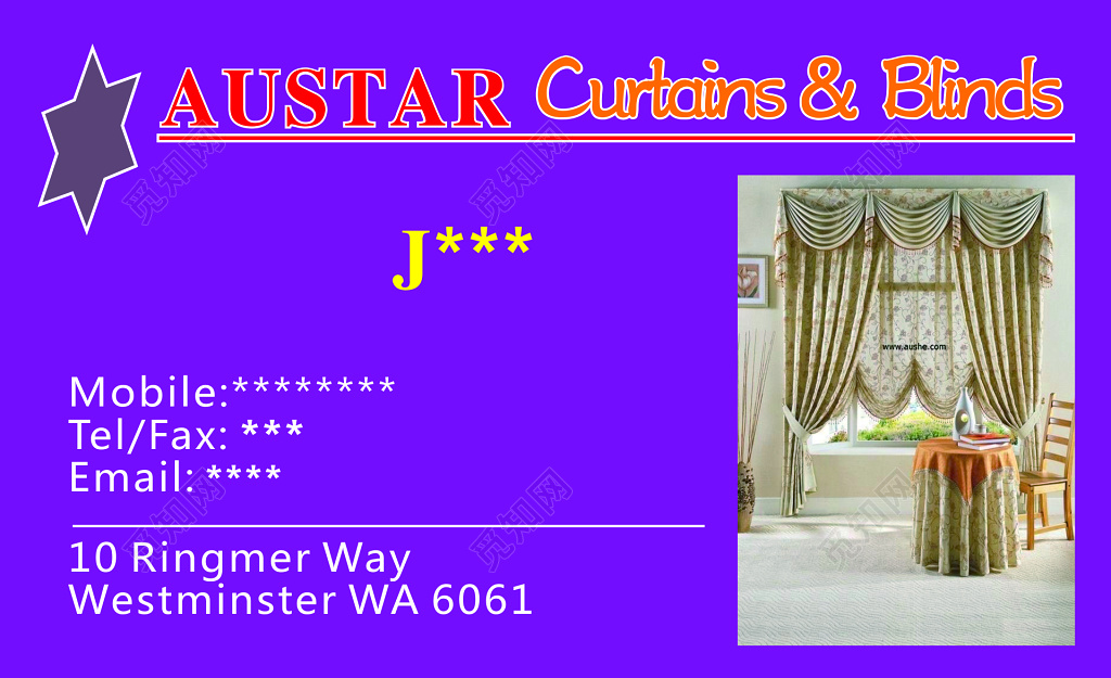 紫色背景窗帘名片设计