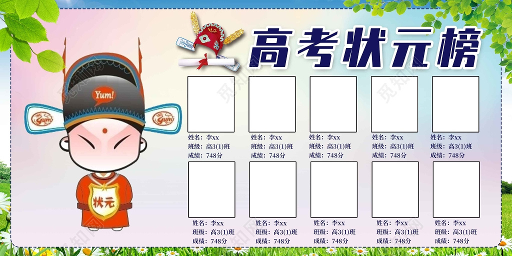 大气高考状元榜展板