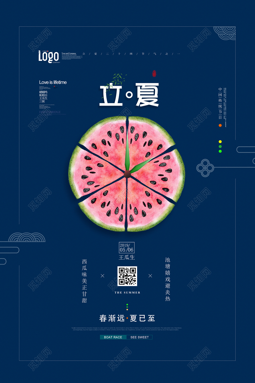 二十四节气立夏海报西瓜简约海报设计节气海报