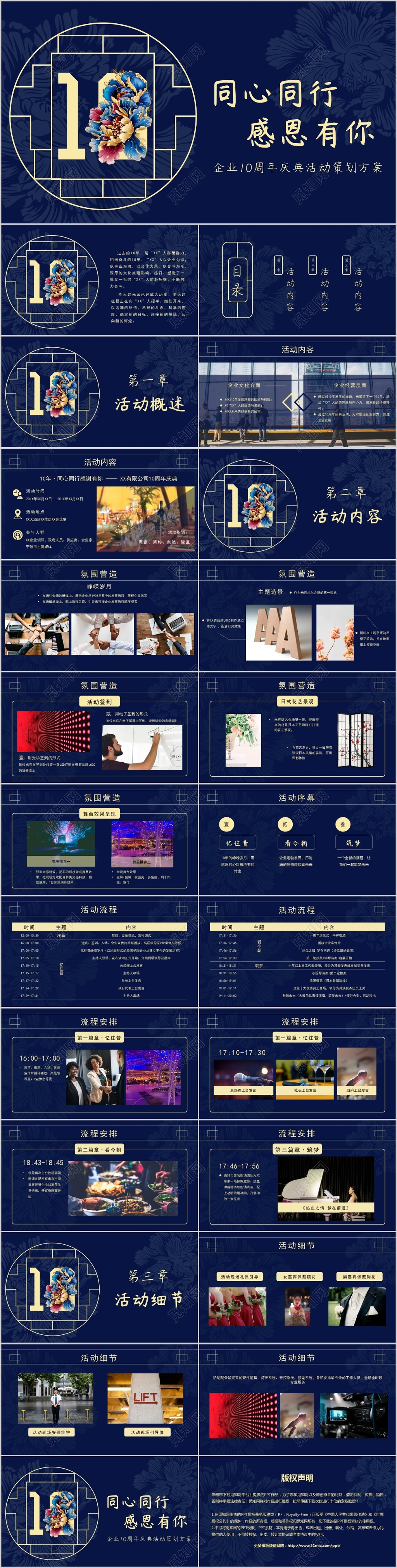 商务中国风同心同行感谢有你企业10周年庆典活动策划方案PPT