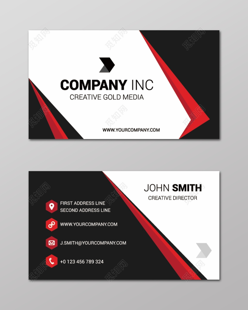 个性名片黑红色简约高档名片