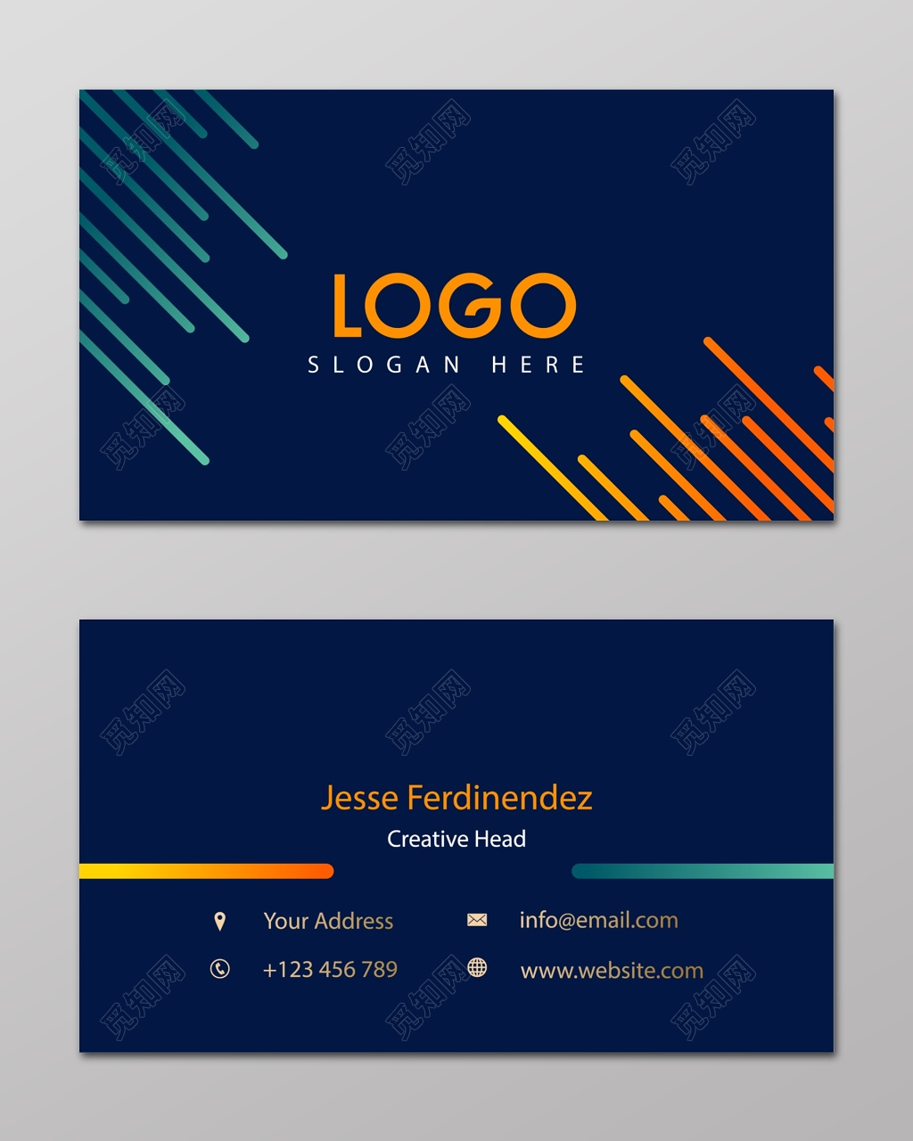 个性名片渐变线条名片