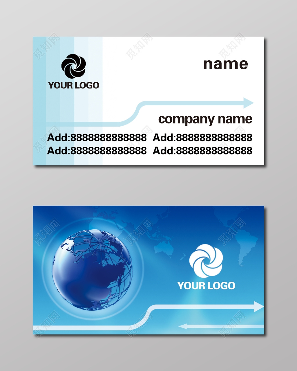 简约大气蓝色渐变商务个人总经理名片