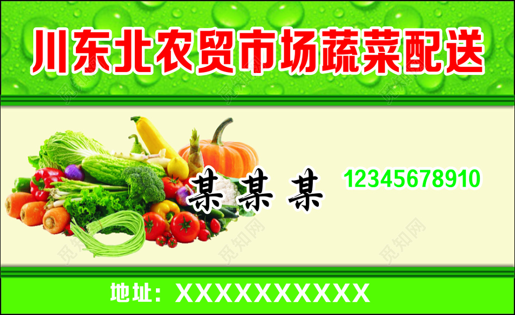 农产品名片蔬菜配送绿色健康简约名片设计模板