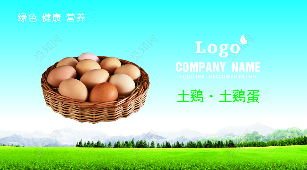 农产品名片土鸡蛋新鲜绿色营养名片设计模板