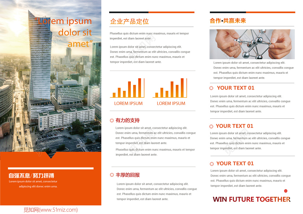 橙色简约企业文化公司介绍企业宣传三折页