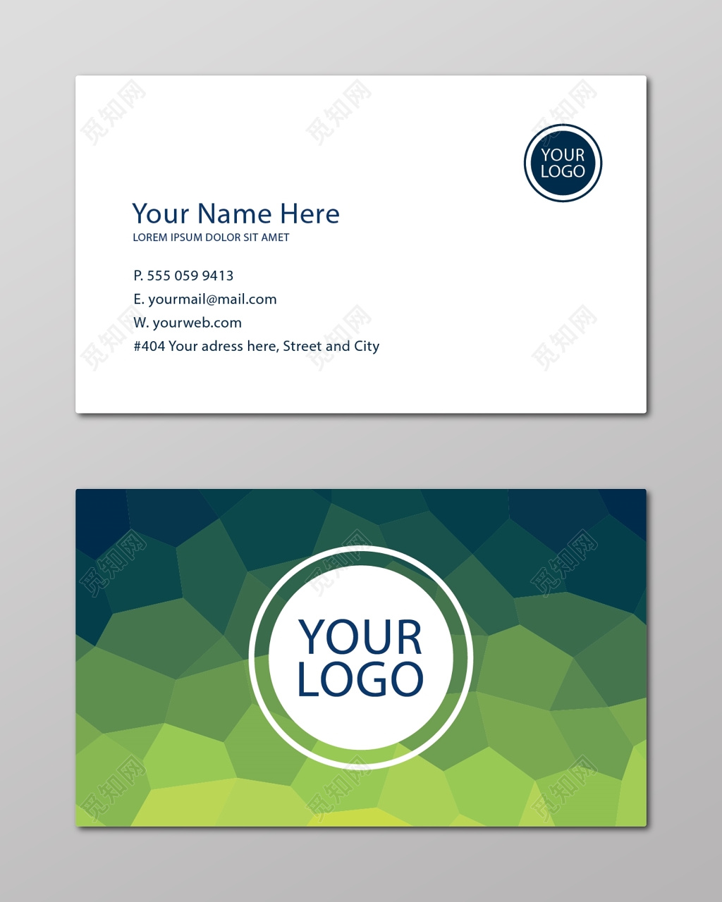 创意名片绿色几何通用名片