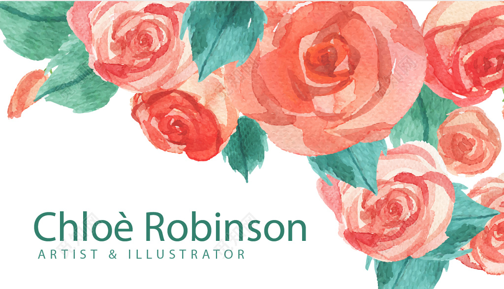 创意名片彩绘玫瑰名片