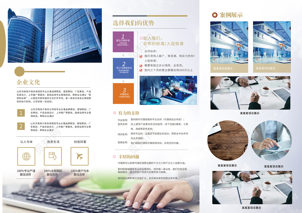 商务简约企业文化企业宣传通用三折页