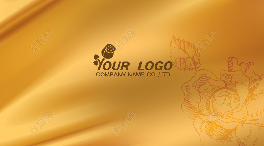 婚庆名片金色手绘底纹模板设计