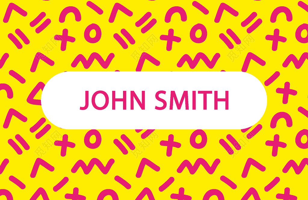 黄色玫红色亮色色彩艺术名片模版