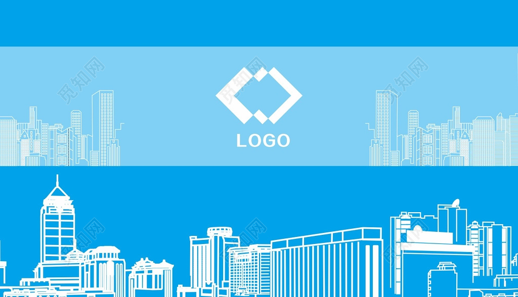 建筑名片蓝色简约建筑背景名片