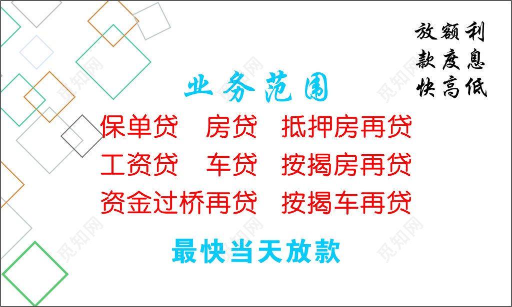 贷款名片白色简约名片模板