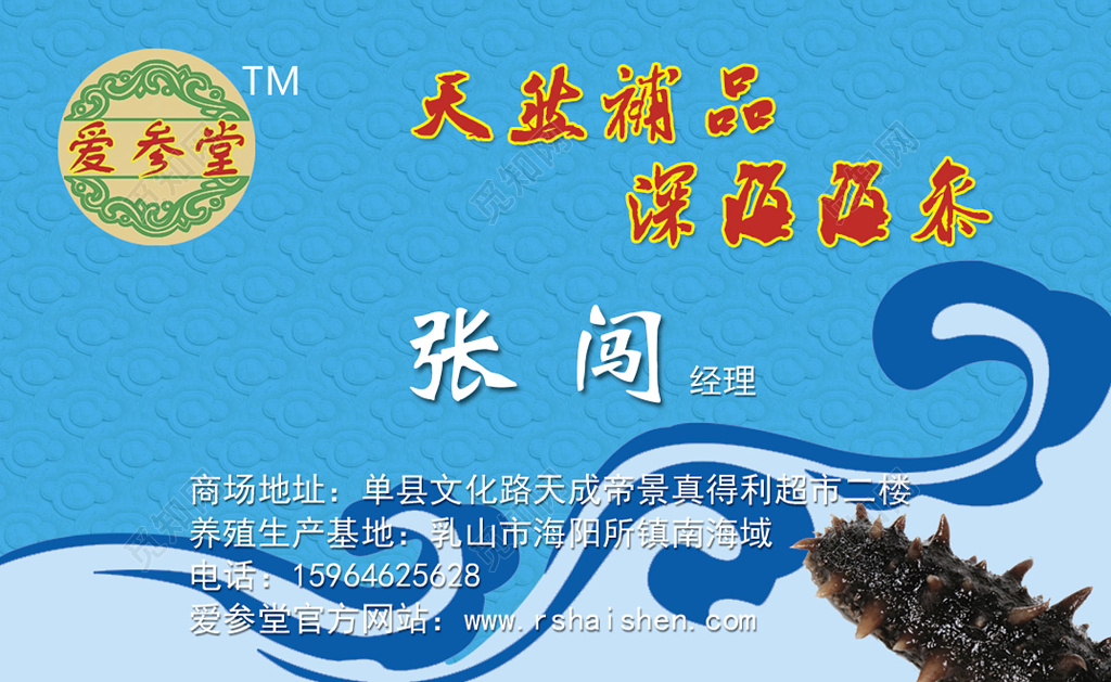 酷炫蓝色商务个人海参名片