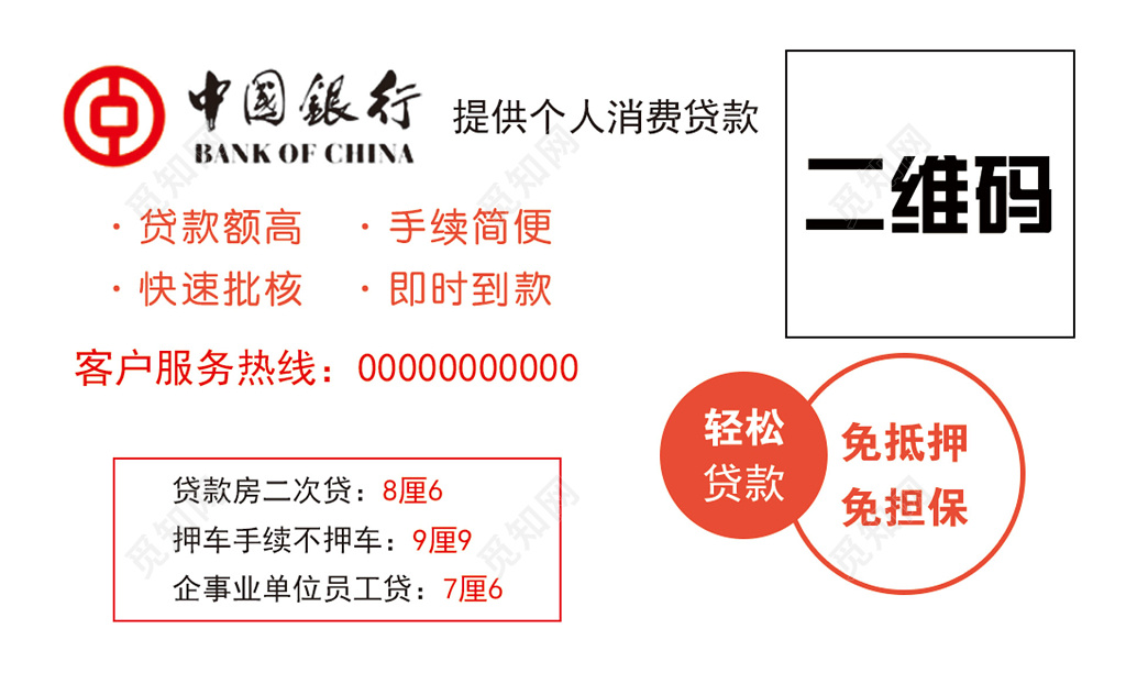 中国银行个人消费贷款名片