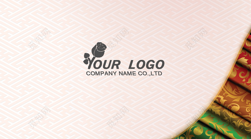 窗帘名片简约淡粉色纹理人物介绍名片设计模板