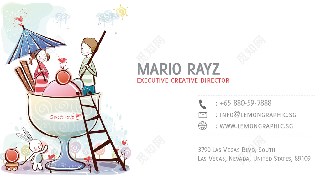 卡通名片白色可爱童话风名片上设计模板
