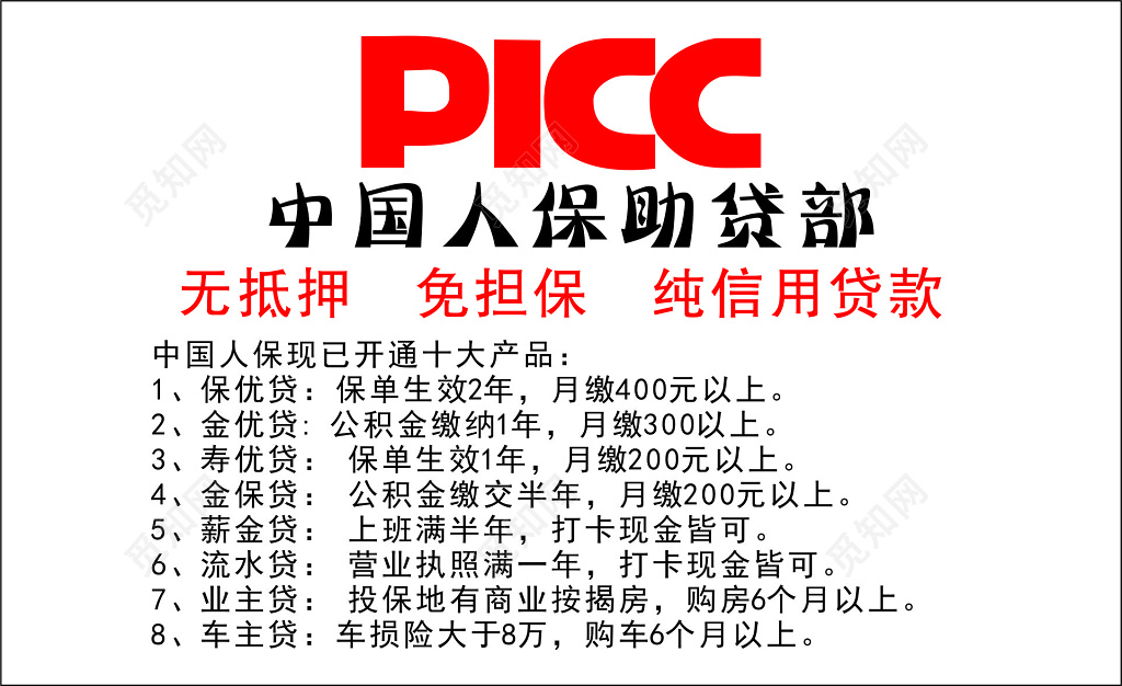 贷款名片picc贷款