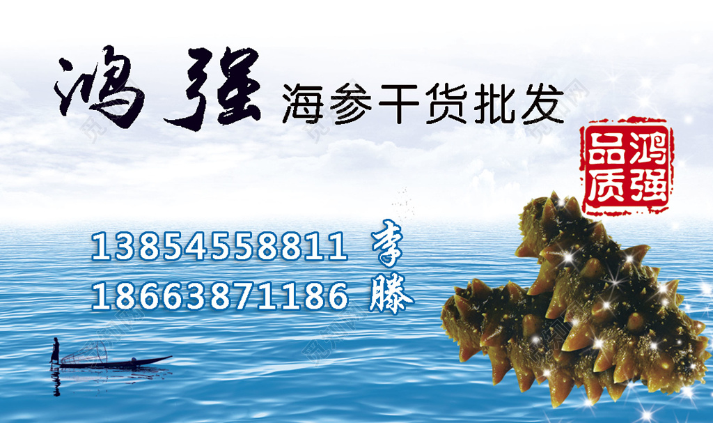 稳重大气白色商务个人海参名片