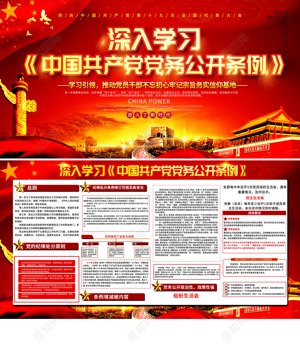 宣传栏深入学习中国共产党党务公开条例党建党课展板