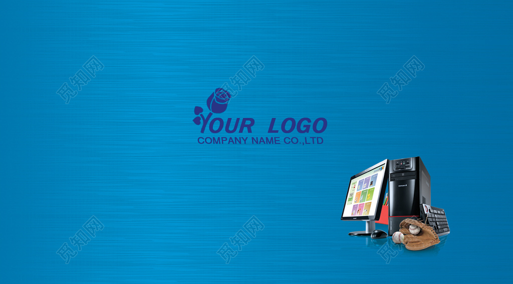 电脑名片蓝色商务名片创意名片设计