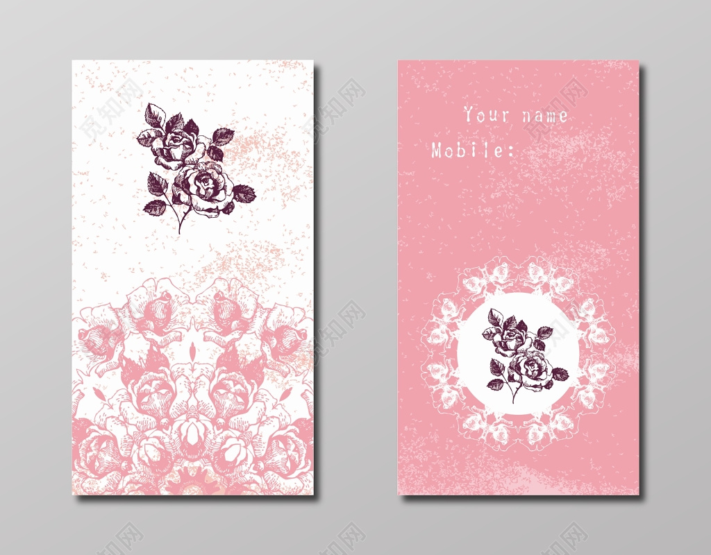 婚庆婚介名片玫瑰花背景名片